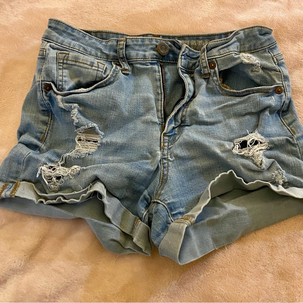 Aeropostale High-Waisted Distressed Denim Shorts